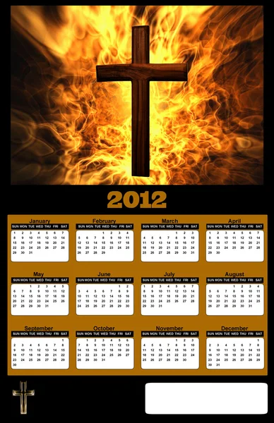 2012 brinnande kristna kors kalender — Stockfoto