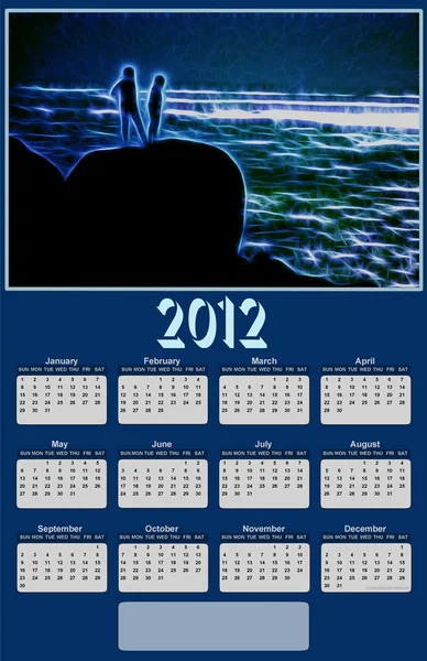 2012 neonové moře zobrazit kalendář — Stock fotografie