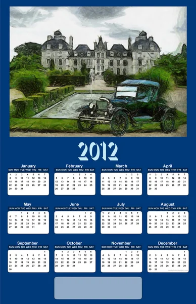 2012 calendário do carro vintage — Fotografia de Stock