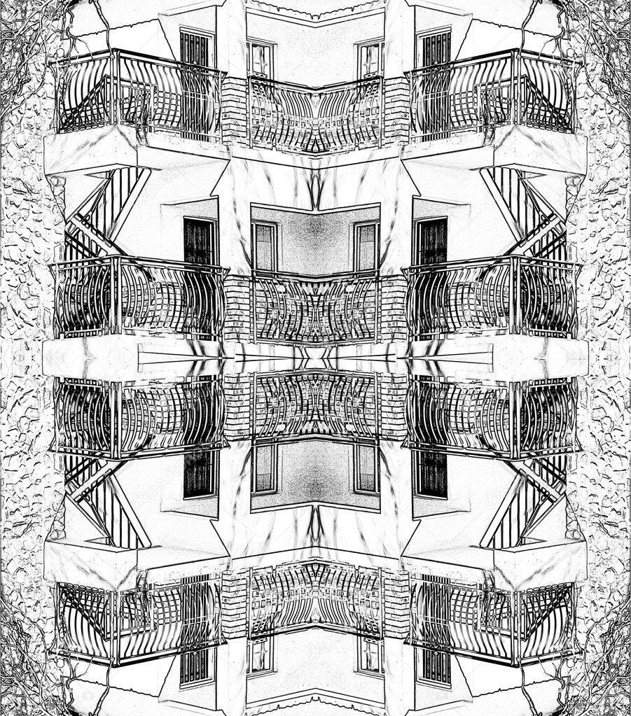 Bosquejo del edificio de oficinas del mercado inmobiliario — Foto de