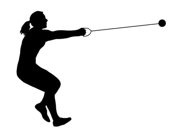 女性のハンマー投げ — ストックベクタ