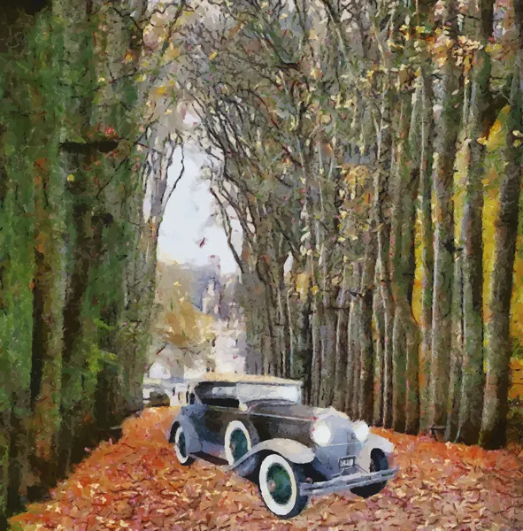 Vecteur Vintage voitures peinture à l'huile — Image vectorielle