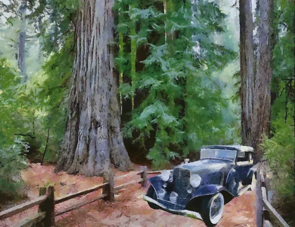 Vector Vintage coches pintura al óleo — Archivo Imágenes Vectoriales