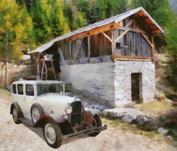 Vector Vintage coches pintura al óleo — Archivo Imágenes Vectoriales