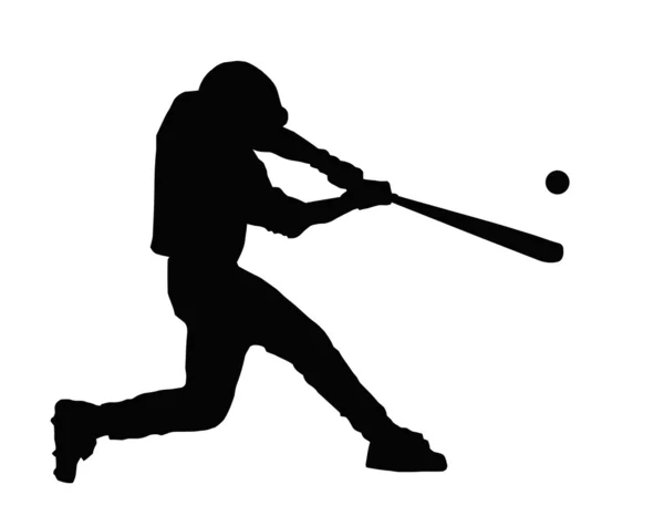 Batedor de beisebol batendo bola — Vetor de Stock