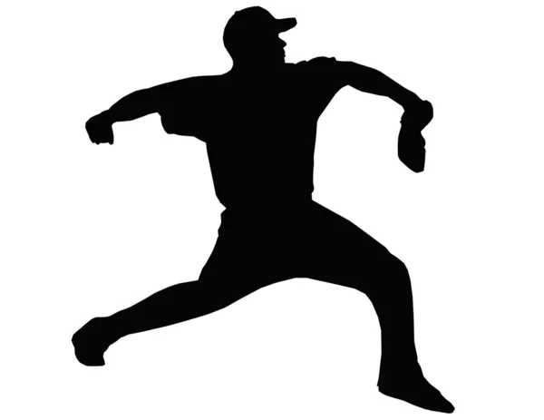 Baseball Pitcher Throwing Ball — Stock Vector