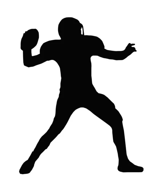 Silhouette American Football Quarterback Throw — Stock Vector