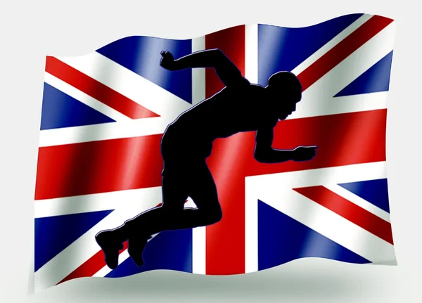 Ülke bayrağı simgesi siluet İngiltere'de Atletizm sprint spor — Stok fotoğraf