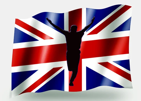 Country Flag Sport Icon Silhouette UK Cricket Bowled — Stock Photo, Image
