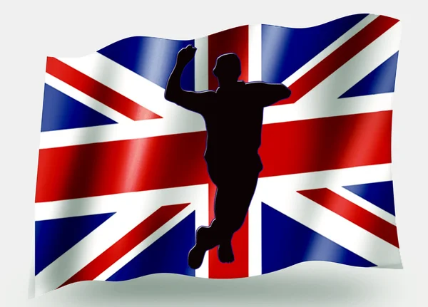 Country Flag Sport Icon Silhouette UK Cricket Bowling — Stock Photo, Image