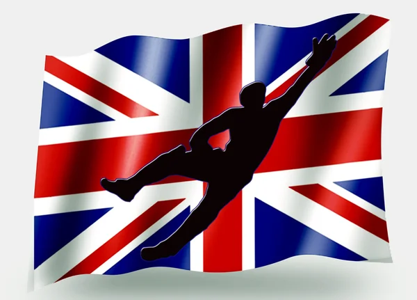 Флаг страны Икона спорта Силуэт UK Cricket Catch — стоковое фото