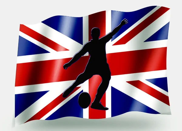 国家国旗体育图标的剪影英国橄榄球的地方踢 — 图库照片
