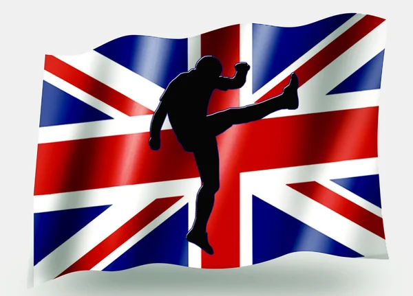 Ország flag sport ikon silhouette brit rögbi fel és alá — Stock Fotó