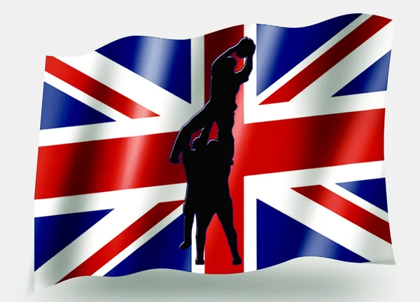 Country Flag Sport Icon Silhouette UK Rugby Lineout — Stock Photo, Image