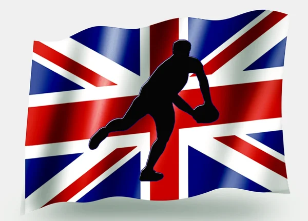 国家国旗体育图标的剪影英国橄榄球通行证 — 图库照片