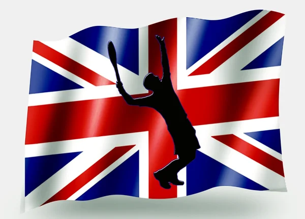 国家国旗体育图标的剪影英国网球 — 图库照片