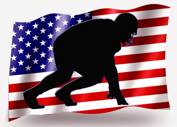 Lands flagg sport ikonen silhuett usa amerikansk fotboll scrim — Stockfoto