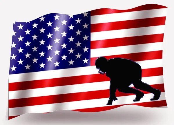 Vlag land sport pictogram silhouet vs Amerikaanse Voetbal scrim — Stockfoto