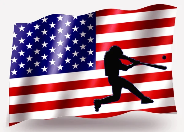 Country Flag Sport Icon Silhouette USA Baseball Batter Small — Stock Photo, Image
