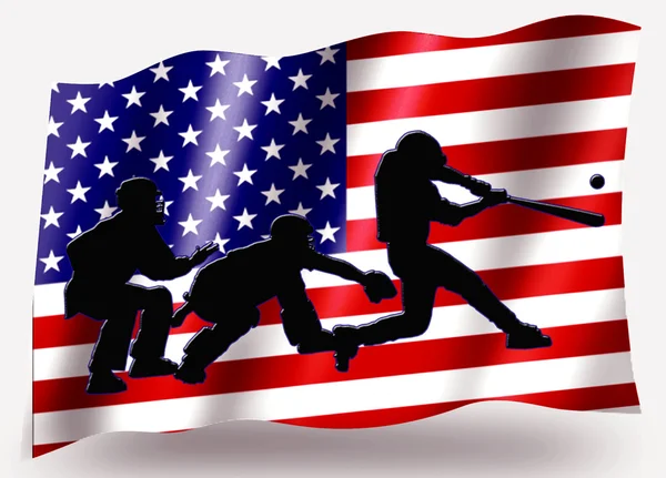 Silhouette d'icône de sport de drapeau de pays États-Unis recevant le baseball — Photo