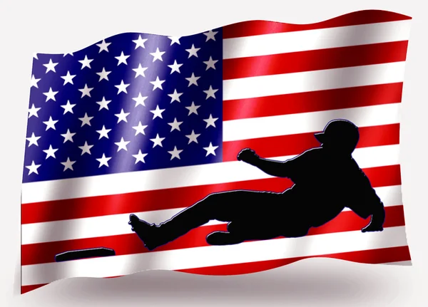 Country Flag Sport Icon Silhouette États-Unis Baseball en toute sécurité — Photo