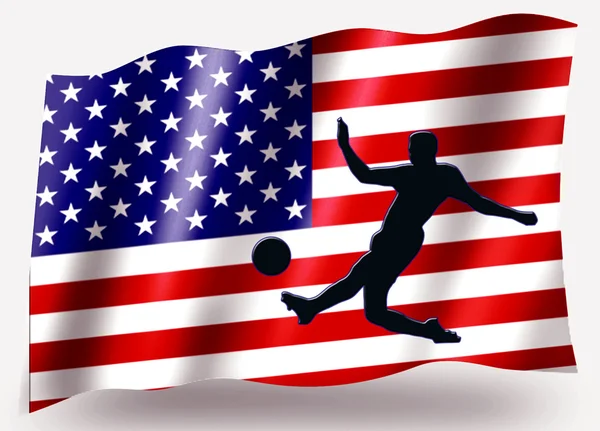Vlag land sport pictogram silhouet usa voetbal — Stockfoto