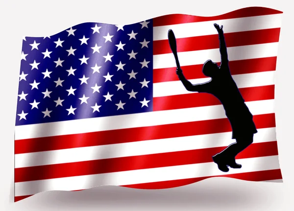 国家国旗体育图标的轮廓美国网球 — 图库照片