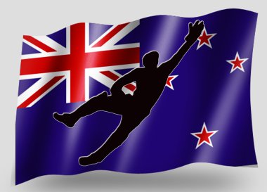 Country Flag Sport Icon Silhouette New Zealand Cricket Catch clipart