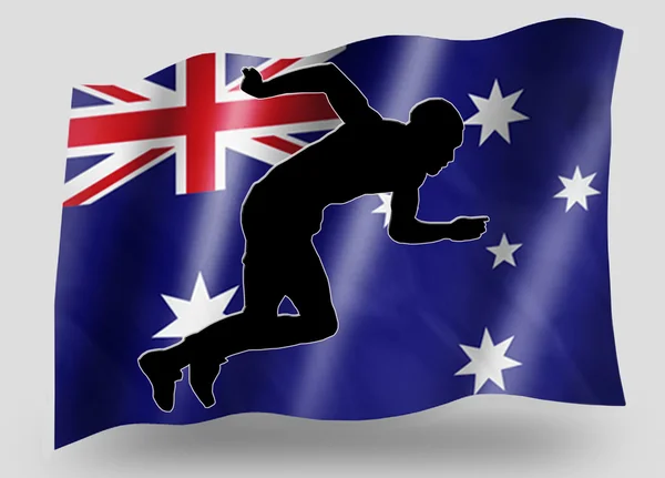 Икона спорта под флагом Австралии Силуэт легкой атлетики — стоковое фото