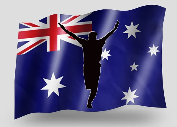 Країну прапор спорт значок силует Австралії крикет вибили — стокове фото