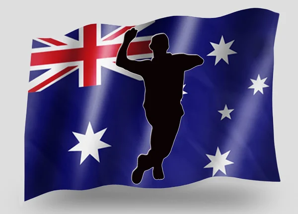 Country Flag Sport Icon Silhouette Australia Cricket Bowl — Stock Photo, Image