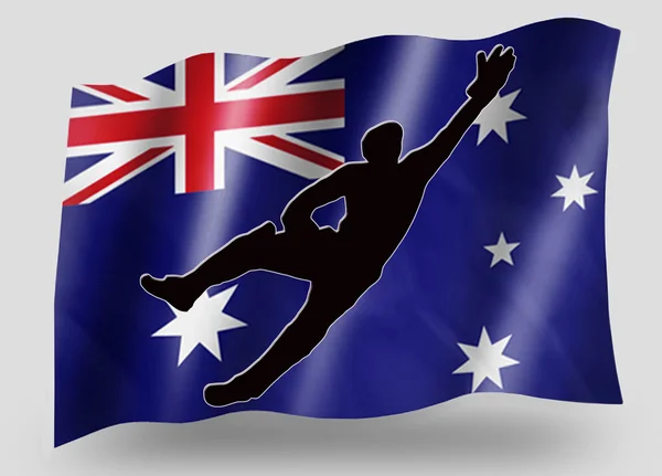 Vlajka země sportovní ikona silueta Austrálie kriket úlovek — Stock fotografie