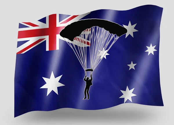 Країна значок прапорця спорт силует Австралії стрибки з парашутом — стокове фото