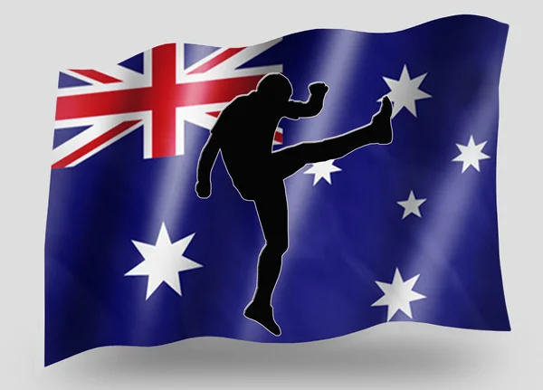 Vlajka země sportovní ikona silueta Austrálie rugby vysoká kicker — Stock fotografie