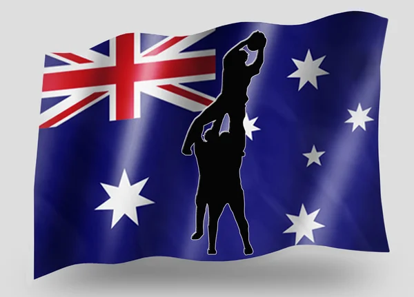 国家国旗体育图标的轮廓澳大利亚橄榄球线路输出 — 图库照片
