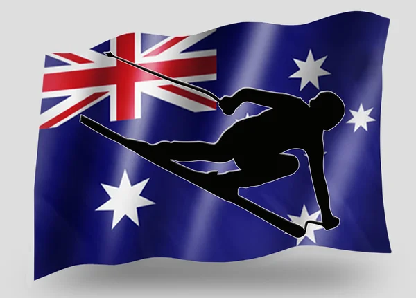 Країну прапор спорт значок силует Австралії гірськолижні — стокове фото