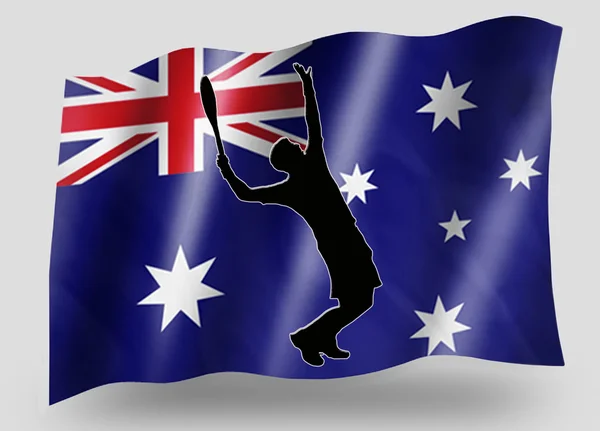 Країну прапор спорт значок силует Австралії теніс — стокове фото