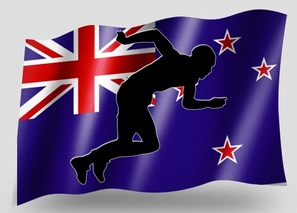 Vlajka země sportovní ikona silueta Nového Zélandu atletiky — Stock fotografie