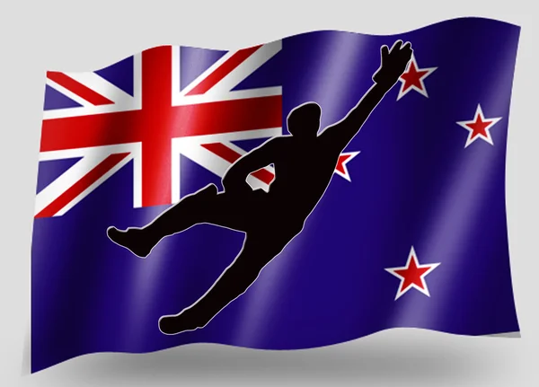 Χώρα σημαία Αθλητισμός εικονίδιο σιλουέτα Νέα Ζηλανδία κρίκετ αλιευμάτων — Φωτογραφία Αρχείου