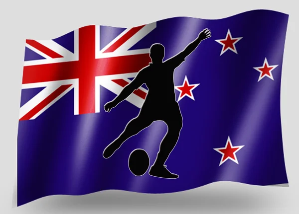 Flaga kraju sport sylwetka ikonę Nowa Zelandia rugby kicker — Zdjęcie stockowe