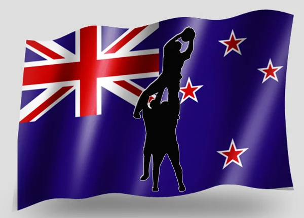 Country Flag Sport Icon Silhouette New Zealand Rugby Lineout — Stock Photo, Image