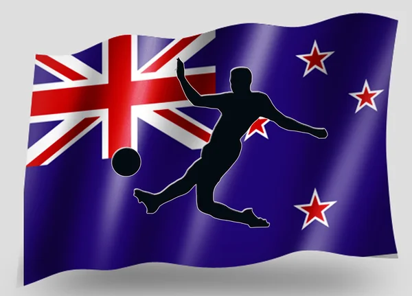 Силуэт флага Новой Зеландии по футболу — стоковое фото