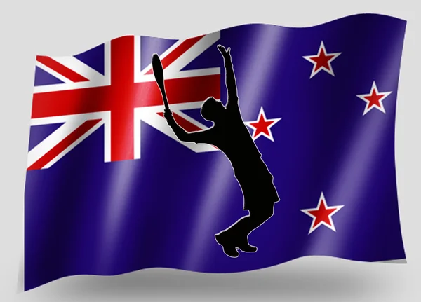 Country Flag Sport Icon Silhouette New Zealand Tennis — Stock Photo, Image