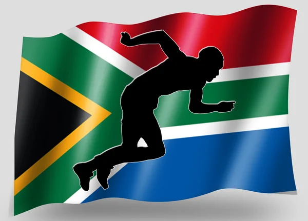 国旗は、アイコン シルエット南アフリカ共和国の陸上競技をスポーツします。 — ストック写真