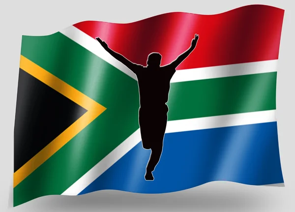 Country Flag Sport Icon Silhouette Afrique du Sud Cricket Bowled — Photo