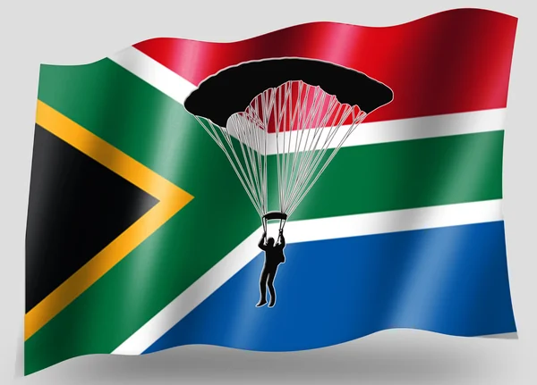 Lands flagg sport ikonen silhuett Sydafrika fallskärmshoppning — Stockfoto
