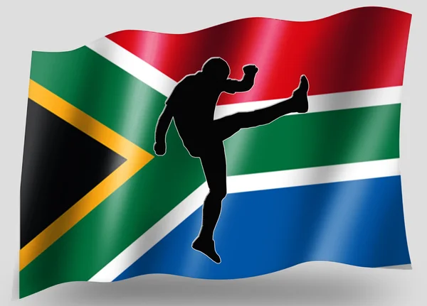 各国の国旗とスポーツ アイコン シルエット南アフリカ ラグビー高蹴られて — ストック写真