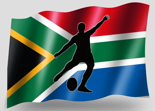Ülke bayrağı simgesi siluet Güney Afrika rugby kicker spor — Stok fotoğraf