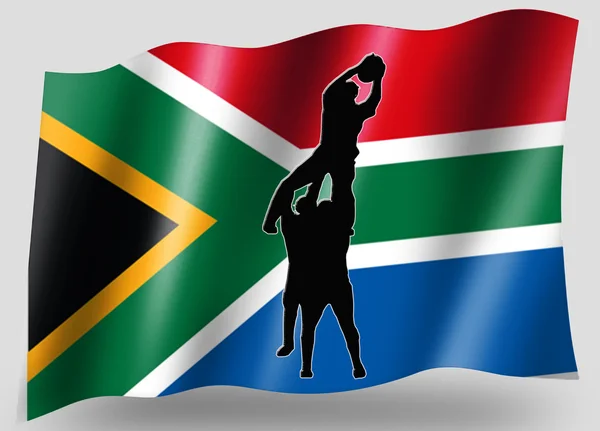 Lands flagg sport ikonen silhuett Sydafrika rugby lineout — Stockfoto