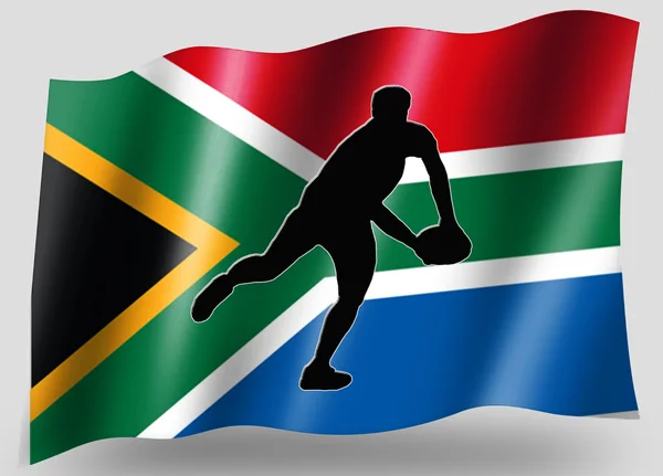 Ülke bayrağı spor simgesi siluet Güney Afrika rugby geçmek — Stok fotoğraf